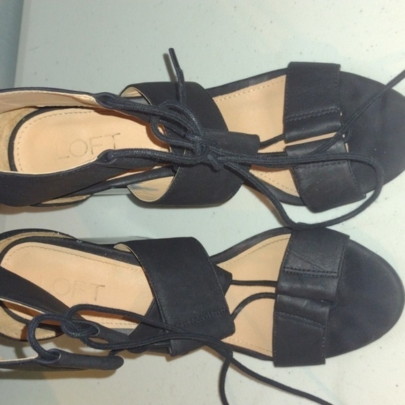 LOFT black lace up chunky heels size 8 - Picture 1 of 16